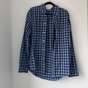 Mens: lands end blue plaid button down